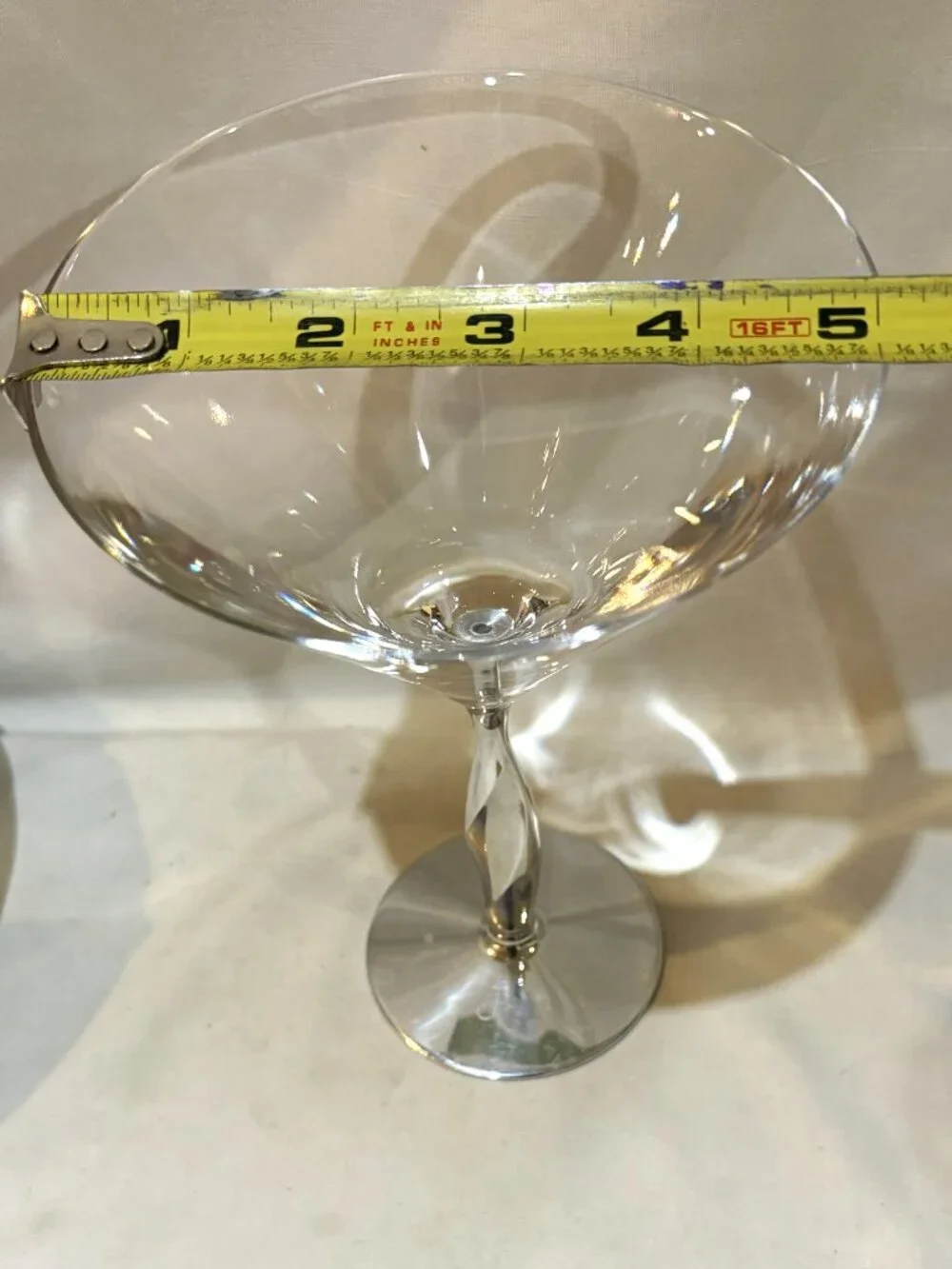 Nambe 2005 Fred Bould Twist Aluminums Alloy Stem Martini Glass #5544 Made in USA